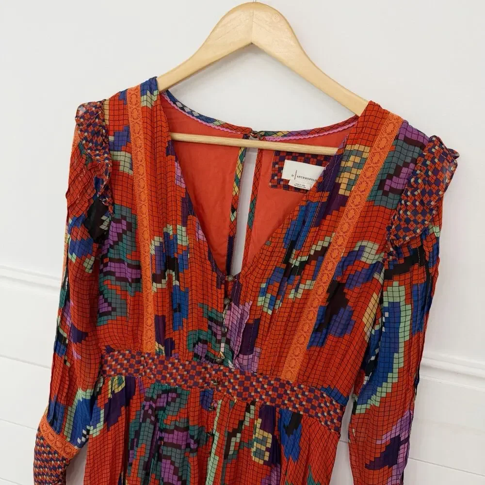 Women’s Anthropologie Tropical Maxi Dress Colorful Size Small S - Picture 3 of 9